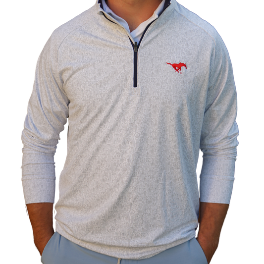 SMU® Grey Quarter Zip - Dallas Skyline